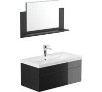 Home Deluxe - Ensemble de meubles de salle de bain - WANGEROOGE BIG noir - Medium - incl. lavabo et accessoires complets - largeur lavabo : ca. 80 cm I Ensemble de meubles de salle de bain lavabo