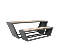 Home Deluxe Ensemble de sièges en acier KOBON Anthracite - Made in Germany - 1 x banc + 1 x table