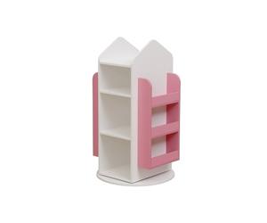Home Deluxe - Étagère pour enfants Juna - env. 60 x 60 x 105,3 cm, couleur : blanc/rose, pivotante à 360° I Étagère à jouets Étagère à livres pour enfants Étagère pour chambre d'enfant