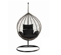 HOME DELUXE - Fauteuil Suspendu Cielo - Noir, Hauteur 200 cm - Structure, Coussins d'assise et de Dossier Inclus I Chaise Suspendue en Poly rotin Balançoire de Jardin Panier Suspendu
