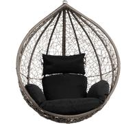 HOME DELUXE - Fauteuil suspendu Cielo - Noir, panier uniquement - coussins d'assise et de dossier inclus I Fauteuil suspendu en polyrotin Balançoire de jardin Panier suspendu