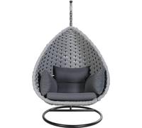 HOME DELUXE Fauteuil suspendu en corde tressée CADEIRA Gris clair - 1 place | Panier suspendu, chaise suspendue, meubles de jardin, balancelle