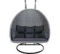 HOME DELUXE Fauteuil suspendu en corde tressée CADEIRA gris clair - 2 places | Panier suspendu, chaise suspendue, meubles de jardin, balancelle de jardin