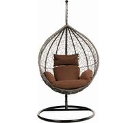 HOME DELUXE - Fauteuil suspendu en poly rotin CIELO - structure, coussins d'assise et de dossier inclus