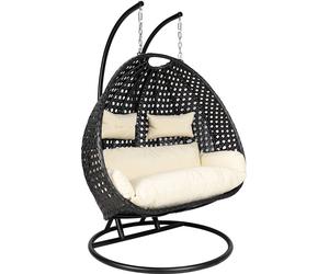 HOME DELUXE Fauteuil suspendu en polyrotin TWIN DELUXE - avec housse de protection contre la pluie | Fauteuil suspendu, panier suspendu, balancelle, balancelle Hollywood