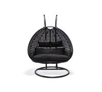 HOME DELUXE Fauteuil suspendu en polyrotin TWIN (noir)