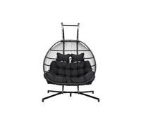 HOME DELUXE Fauteuil suspendu LOMA – Pliable, 2 places en noir| Panier suspendu, chaise suspendue, meubles de jardin, balancelle