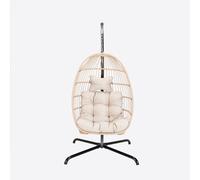 HOME DELUXE Fauteuil suspendu LOMA – Pliable, 1 place, beige | Panier suspendu, chaise suspendue, meubles de jardin, balancelle