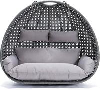 HOME DELUXE - Fauteuil suspendu TWIN - Gris, panier uniquement - coussins d'assise et de dossier inclus I Fauteuil suspendu en polyrotin, balancelle de jardin, panier suspendu