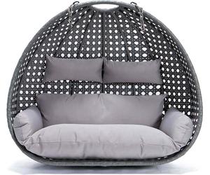 HOME DELUXE - Fauteuil suspendu TWIN - Gris, panier uniquement - coussins d'assise et de dossier inclus I Fauteuil suspendu en polyrotin, balancelle de jardin, panier suspendu