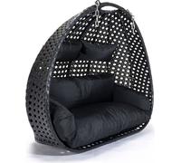 HOME DELUXE - Fauteuil suspendu Twin - Noir, panier uniquement - coussins d'assise et de dossier inclus I Polyrotin Fauteuil suspendu Balançoire de jardin Panier suspendu