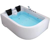 HOME DELUXE - Jacuzzi - BLUE OCEAN XL droit, blanc, dimensions : 180 x 120 x 65 cm - avec coussin pour la nuque, robinetterie et pompe pour jacuzzi I Jacuzzi pour 2 personnes, spa d'intérieur, baignoi