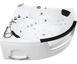HOME DELUXE - Jacuzzi - Laguna L Mini - Blanc, dimensions : 135 x 135 x 65 cm, avec radio, chauffage et luminothérapie I Baignoire d'angle pour 2 personnes, baignoire d'intérieur