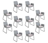 Home deluxe Lot de 10 chaises de jardin Balero - Gris clair