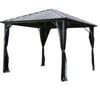 HOME DELUXE - Pavillon solaire LED - AZUR, dimensions : 300 x 270 cm - avec éclairage LED et rideaux, structure : aluminium I Toit de terrasse Pergola Protection solaire