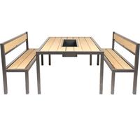 HOME DELUXE - Salon de jardin NAXOS - 200 x 76 x 114 cm, matériau : acier, mélèze de Sibérie, 3 pièces - 1 table, 2 bancs I Salon de jardin Ensemble de jardin