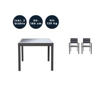 Home deluxe Salon de jardin table + 2 chaises - Anthracite