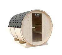 Home Deluxe - Sauna extérieur en tonneau LAHTI XL - Dimensions : L x P x H : env. 189 x 191,5 x 220, bois : épicéa - poêle et accessoires pour sauna inclus I Sauna de jardin, sauna extérieur, sauna en