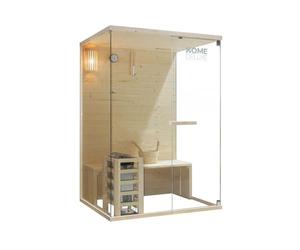 Home Deluxe - Sauna traditionnel ARUNA M - Dimensions : env. 130 cm × 110 cm × 190 cm, bois : épicéa, verre de sécurité transparent 8 mm - poêle et accessoires pour sauna inclus