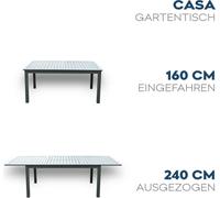 HOME DELUXE - Table de jardin extensible - CASA - Structure et plateau en aluminium, env. 160 (240) x 100 x 74 cm - accessoires inclus I Mobilier de jardin Table extensible Ensemble pour balcon