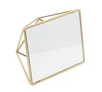 Home Details Miroir de courtoisie géométrique sur Pied | Dimensions : 22,9 x 17,8 x 7,6 cm | Miroir autoportant | Décoration de Salle de Bain | Doré | Utilisations Multiples