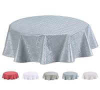 Home Direct Nappe en Relief Toile cirée PVC Ronde 155 cm Sauge Gris Clair