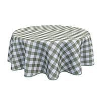 Home Direct Nappe Ronde en Toile cirée PVC Facile à Nettoyer - Motif Vichy - 160 cm - Vert Sauge
