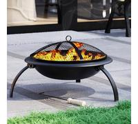 Home Discount Acier Brasero Chauffage de terrasse de Jardin Pliante Grill Bol de Camping avec Poker pour Barbecue, Grill, Grille, en Maille Couvercle