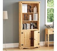 Home Discount Bibliothèque Corona 2 Portes Pin Massif Ciré Beige