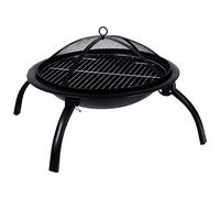 Home Discount Large Fire Pit Steel Folding Outdoor Garden Patio Heater Grill Camping Bowl BBQ With Poker, Grate, Grill, Mesh Lid