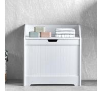 Home Discount Priano Meuble de Rangement pour Salle de Bain avec Panier en Bois Coffre à Linge 58 x 56 x 38 cm Blanc