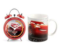 Home Disney Cars Set réveil Mug, Porcelaine, Rouge, 2 unités
