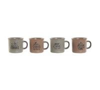 Home ESPRIT Ensemble de tasses à café bleu rose grès 4 pièces 180 ml