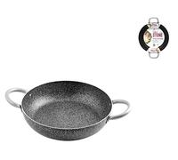 HOME Family Stone Sauteuse Antiadhérente avec 2 Poignées, Pierre, Noir/Gris, 32 cm