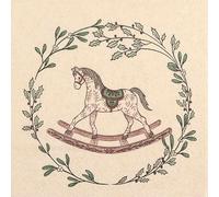 Home Fashion Lot de 20 serviettes en papier recyclé Motif cheval à bascule de Noël en couronne Décoration de table Serviettes en papier écologique avec motif Convient également pour le découpage et la
