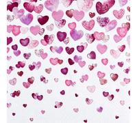 HOME FASHION Serviette Lovely Hearts 20 pcs. Papier Motif Cœurs 33x33 cm Recto Imprimé Blanc Verso Décoration de mariage Toute l'année Commentaires DIY