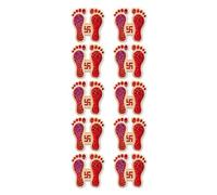 Home Genie Lot de 5 autocollants Laxmi en plastique pour la maison, le bureau et l'entrée du temple | Pieds Lakshmi pour décoration de Diwali | Autocollants Lakshmi Charan - Rouge