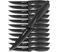 Home Hero Steak Knives, Sharp Steak Knives Set, High-Carbon Stainless Steel Steak Knife Set, Ergonomic Handles Serrated Knives (12 Pcs - Black)