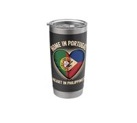 Home in Portugal Heart in Philippines Flag Pinoy Roots Gobelet isotherme en acier inoxydable double paroi