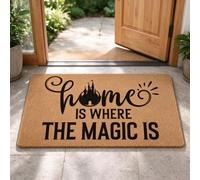 Home Is Where The Magic Is Castle Paillasson en fibre de coco 20x32in / 50 | Tapis d'entrée en fibre de coco naturelle, tapis de sol décoratif durable pour porche, couloir, décoration d'intérieur