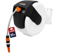 Home It® Enrouleur de tuyau, 20 m, avec rotation à 180°, en PVC, enroulement automatique, montage mural, pression de 8 bar, accessoires inclus