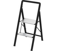 HOME It® Escabeau en aluminium avec cadre en acier, 2 marches, ultrafin, pliable, hauteur 89 cm, plate-forme 30 x 20 cm