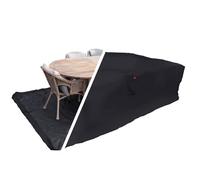 HOME It Garden Housse salon de jardin 210×155×95 cm - Oxford 600D enduit PVC, imperméable, protection UV, 2 aérations, fermeture éclair & cordon, noir