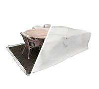 HOME It Garden Housse salon de jardin 210×155×95 cm - Oxford 600D enduit PVC, imperméable, protection UV, 2 aérations, fermeture éclair & cordon, sable