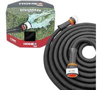 HOME It® Garden Tuyau d’arrosage extensible 15 m - Se rétracte à 1/3, latex durable, gaine polyester 2500D, 2 raccords confort