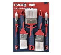 Home It® Set de pinceaux 5 pièces - pinceaux Ronds Ø15/18 mm & Plats 35/50/70 mm, Fibres Pet/PBT, Manche bi-matière Ergonomique, idéal Peinture intérieure & extérieure, Rouge/Bleu