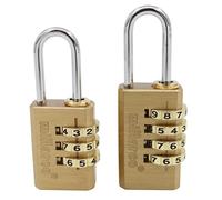 Home It Work® lot de 2 cadenas à code en laiton 20 mm, 1x 3 chiffres + 1x 4 chiffres, anse Ø3 mm, pour cave, grenier, casier, abri & extérieur