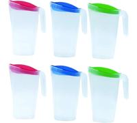 Home Line Pichet à jus de 1,7 l - Lot de 6 (bleu, vert, rouge) - Verseuse à eau avec couvercle fixe - Carafe à boisson avec bec extérieur anti-goutte - Carafe à eau pour réfrigérateur
