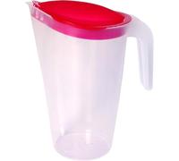 Home Line Pichet à jus de 1,75 l - Carafe à eau avec couvercle fixe - Carafe à boisson avec bec extérieur anti-goutte - Carafe à eau pour réfrigérateur - Distributeur de jus (rouge (1 pièce)