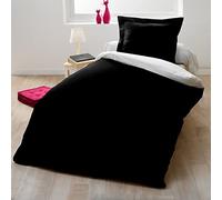 Home Linge Passion 60004 Parures de Couette 2 Pièces 57 Fils Coton Noir/Blanc 140 x 200 cm